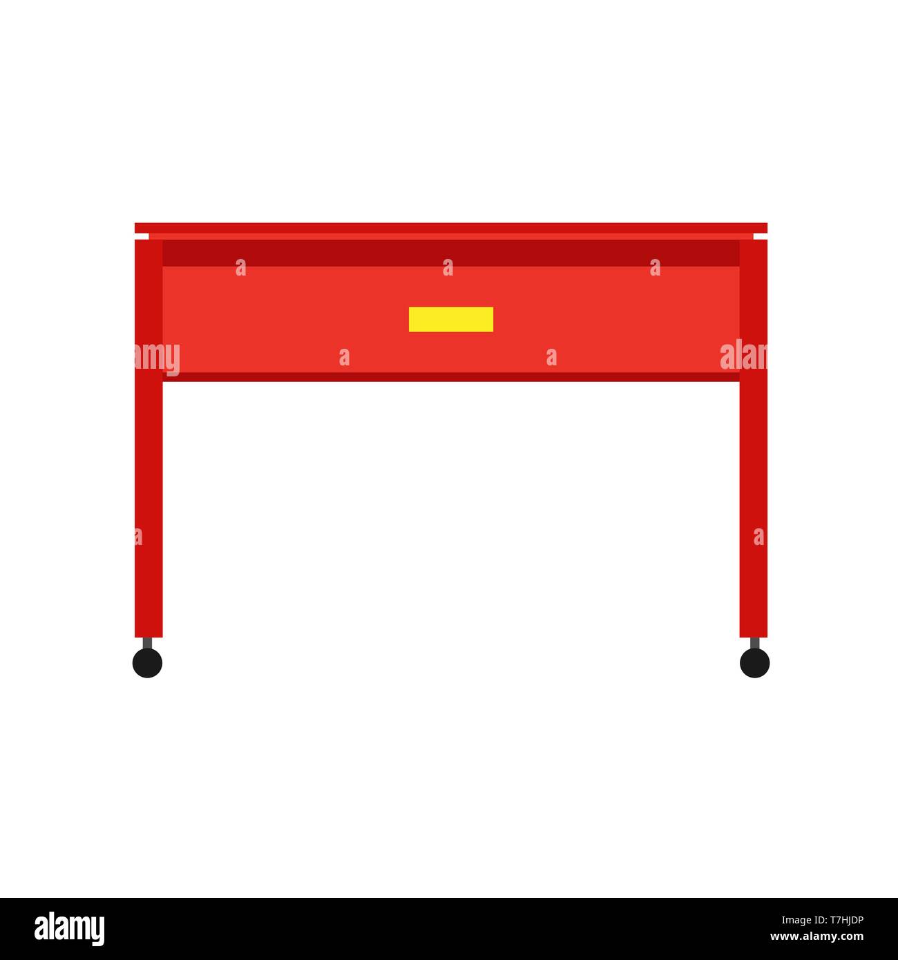 Bureau Bureau table vecteur vue avant. Travail en bois d'icône plate isolée Illustration de Vecteur