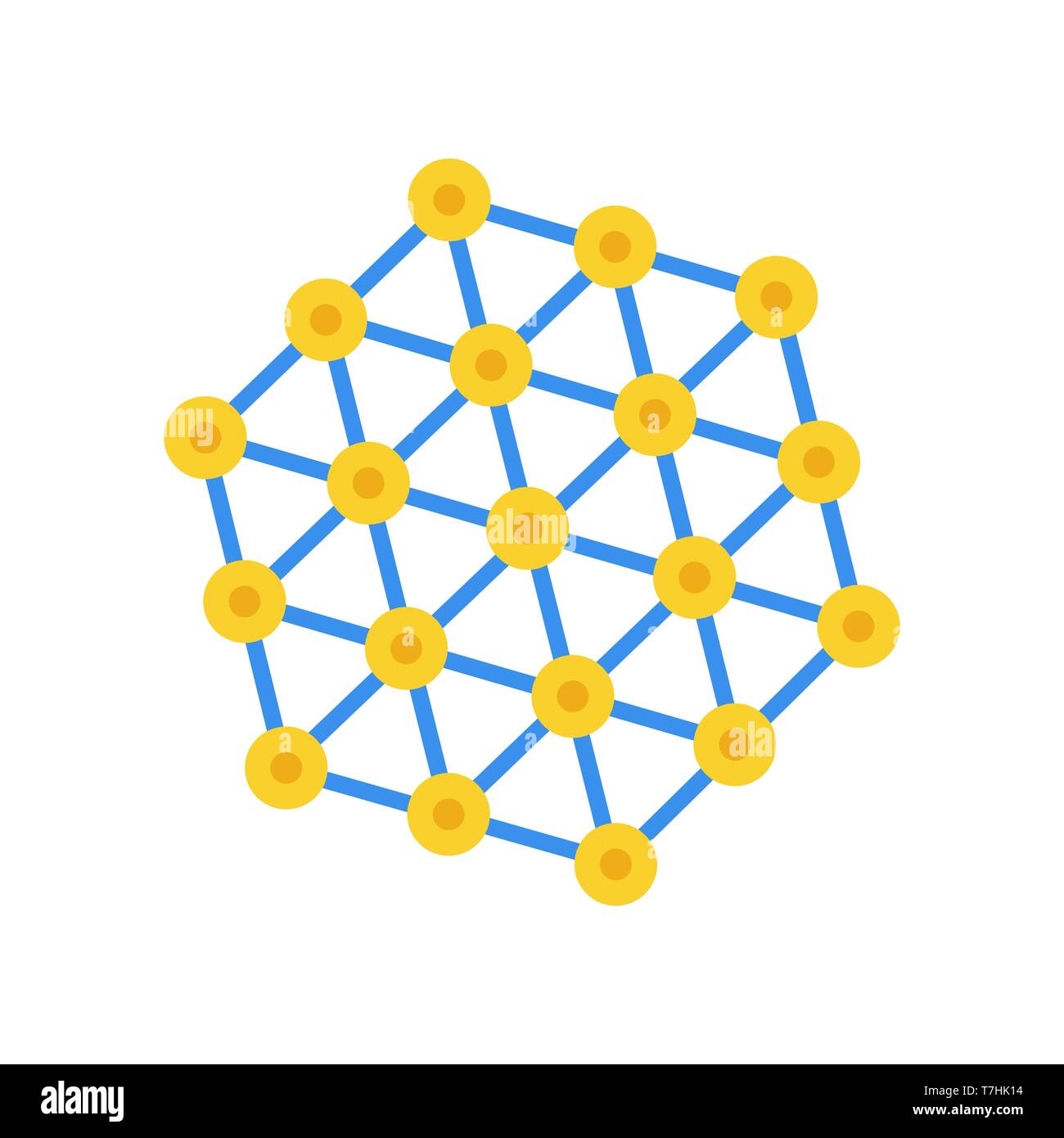 Grille Atom icône vecteur technologie résumé structure de connexion. Ligne réseau sciences chimie élément cellulaire dot. Illustration de Vecteur