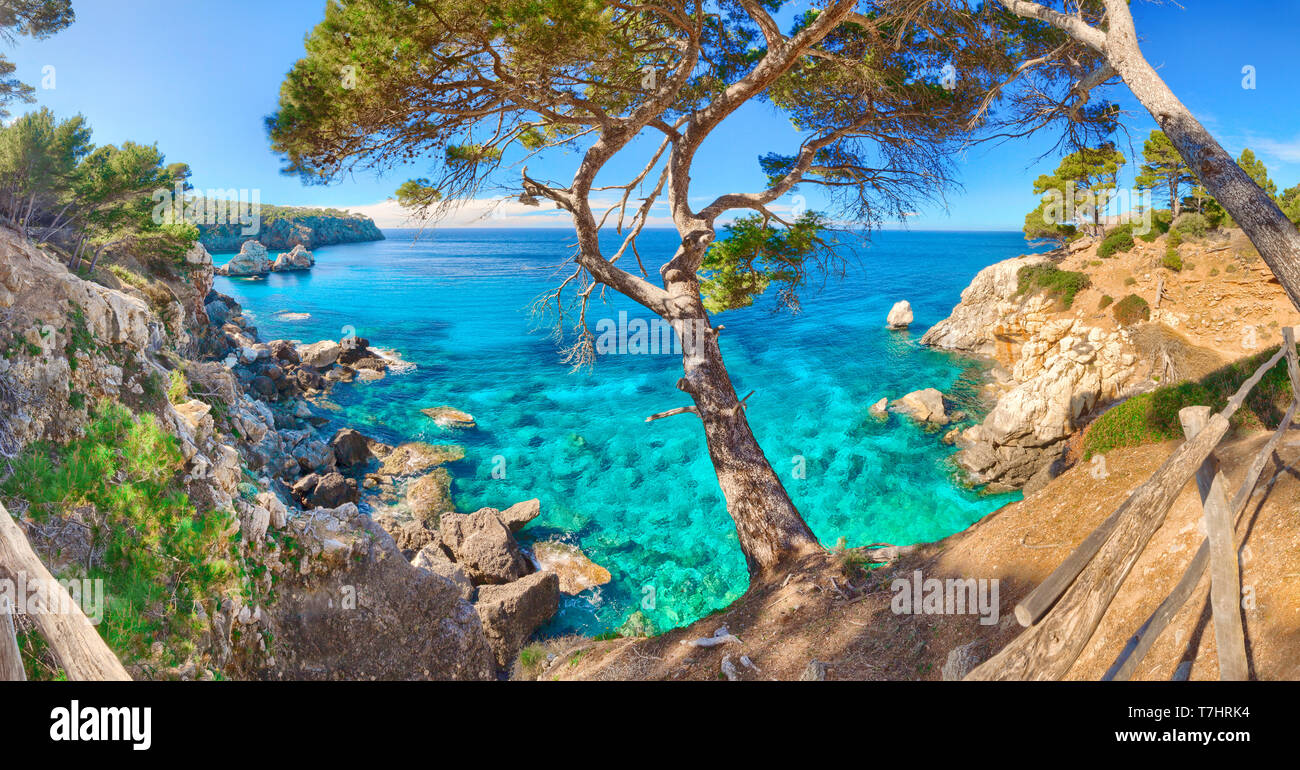 Cala Deia Majorque Espagne Baléares Mer Méditerranée Banque D'Images