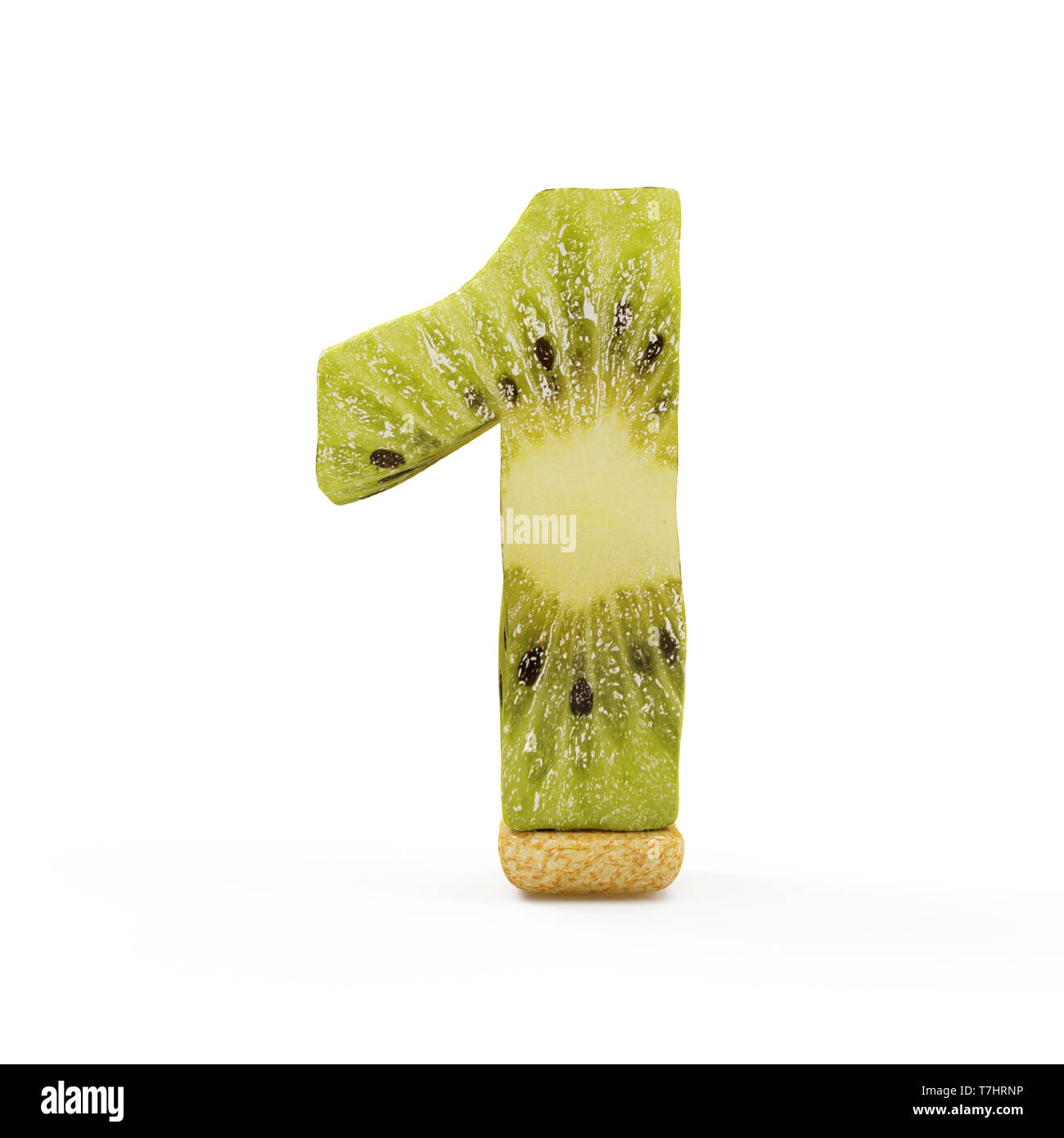 Numéros de Kiwi isolé sur fond blanc (numéro 1) Banque D'Images
