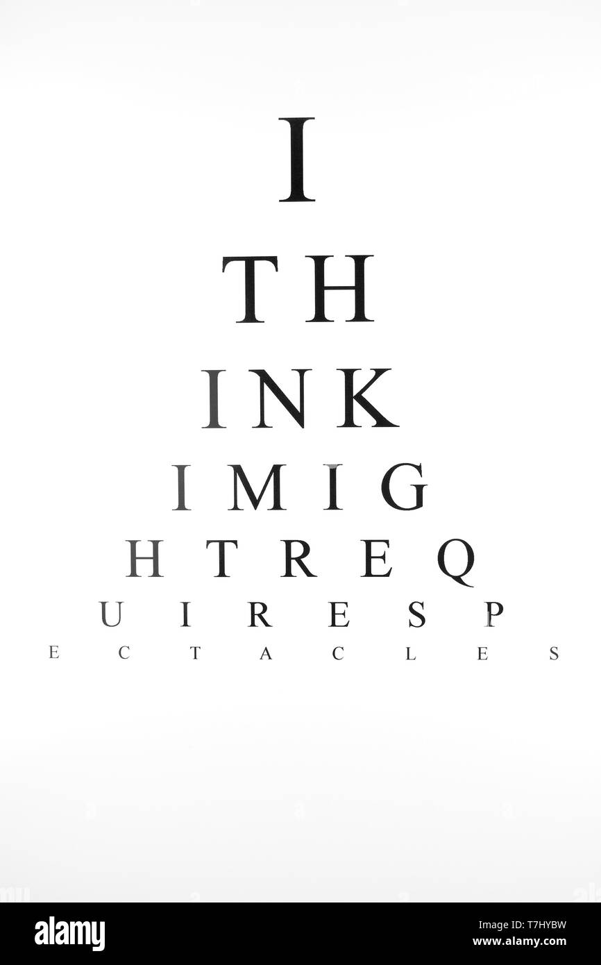 Un tableau à lire 'Je pense que je pourrais exiger spectacles'. Banque D'Images