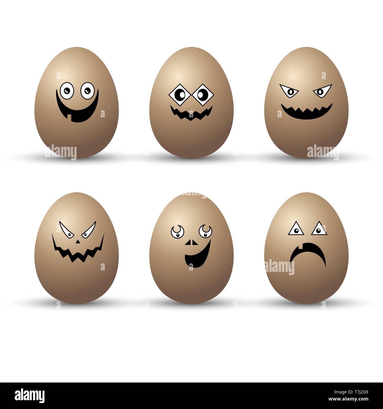 Pâques oeufs vector cartoon character set illustration visage émotion heureux isolé mignon drôle Illustration de Vecteur