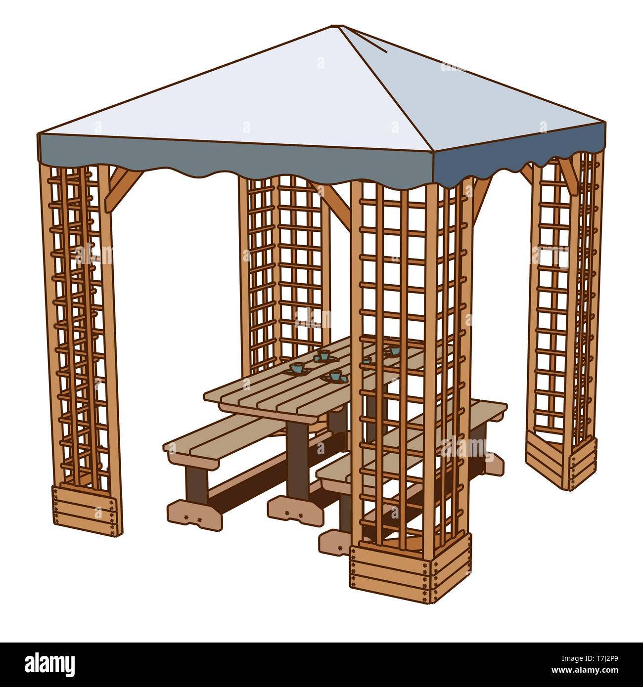L'icône de plein air table pique-nique chaise en bois banc d'illustration vectorielle télévision park Illustration de Vecteur
