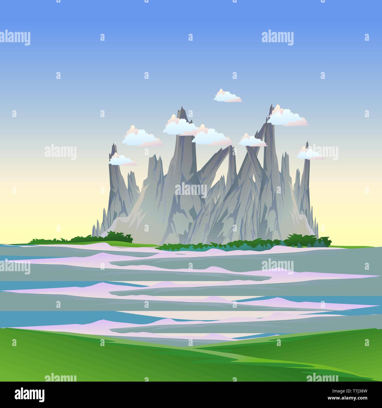 Paysage de montagne vector illustration nature fond ciel voyage hill forêt pic gamme graphique Illustration de Vecteur