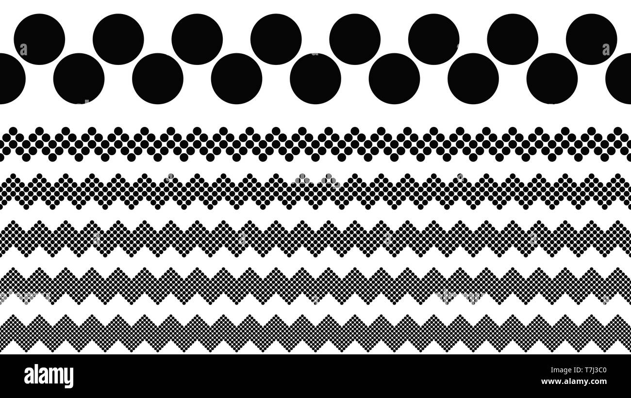 Répéter motif pointillé noir et blanc ensemble diviseur page Illustration de Vecteur