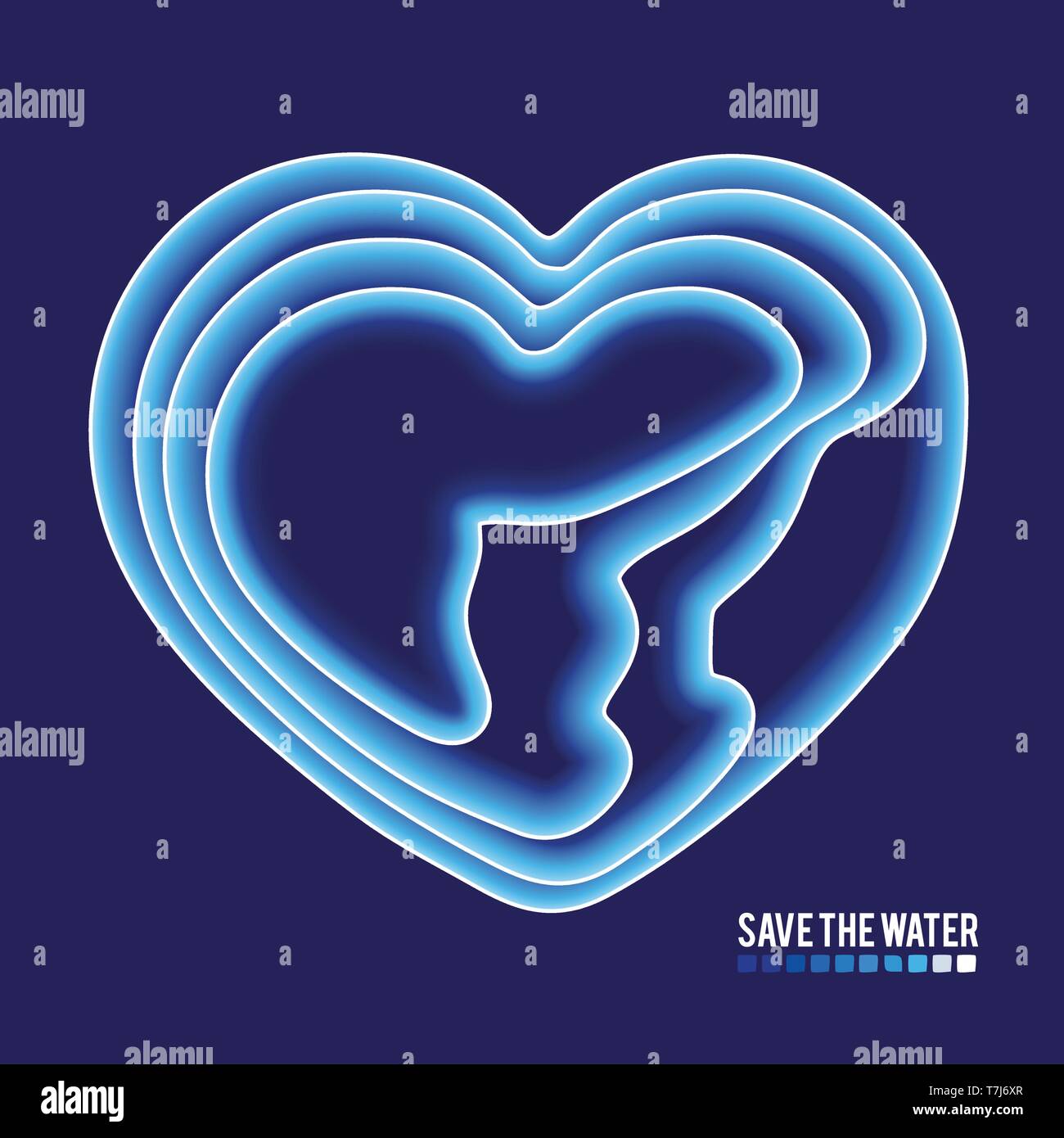 Concept d'économiser de l'eau. L'eau bleu gradient en forme de coeur concept.. Illustration de Vecteur