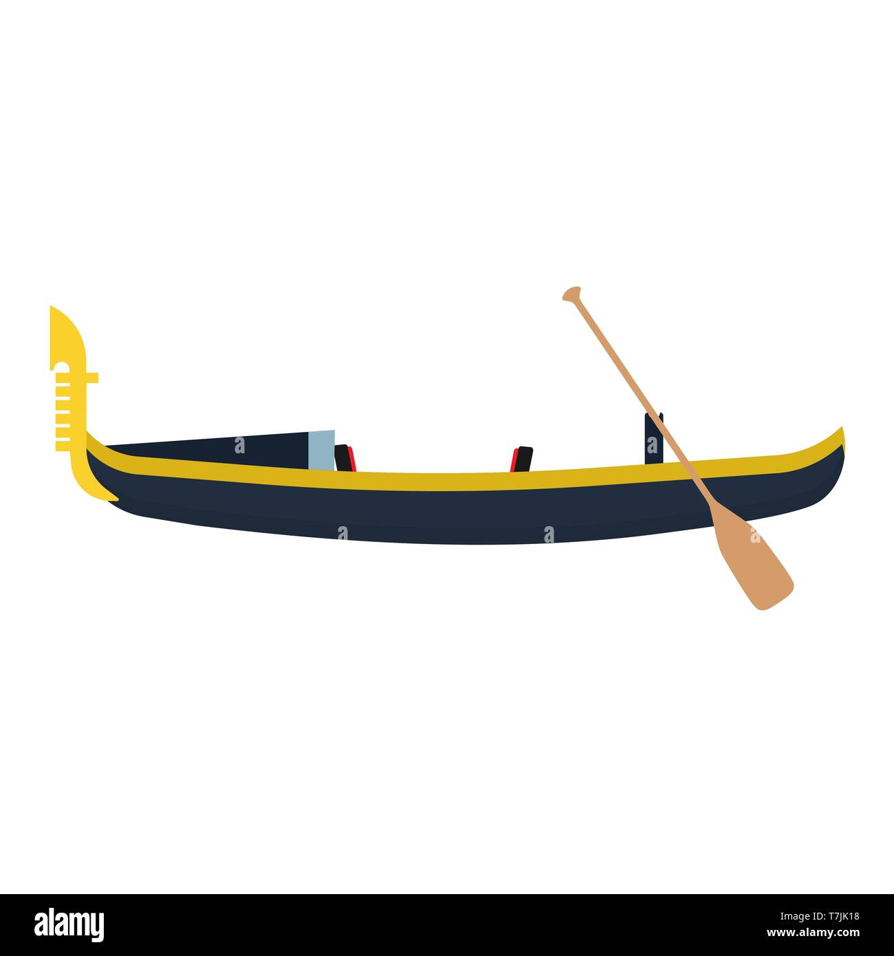 Italie Venise en bateau gondole icône vecteur conception. Tourisme transport aviron romantique. Taxi bateau Cartoon carnival avec palettes Illustration de Vecteur
