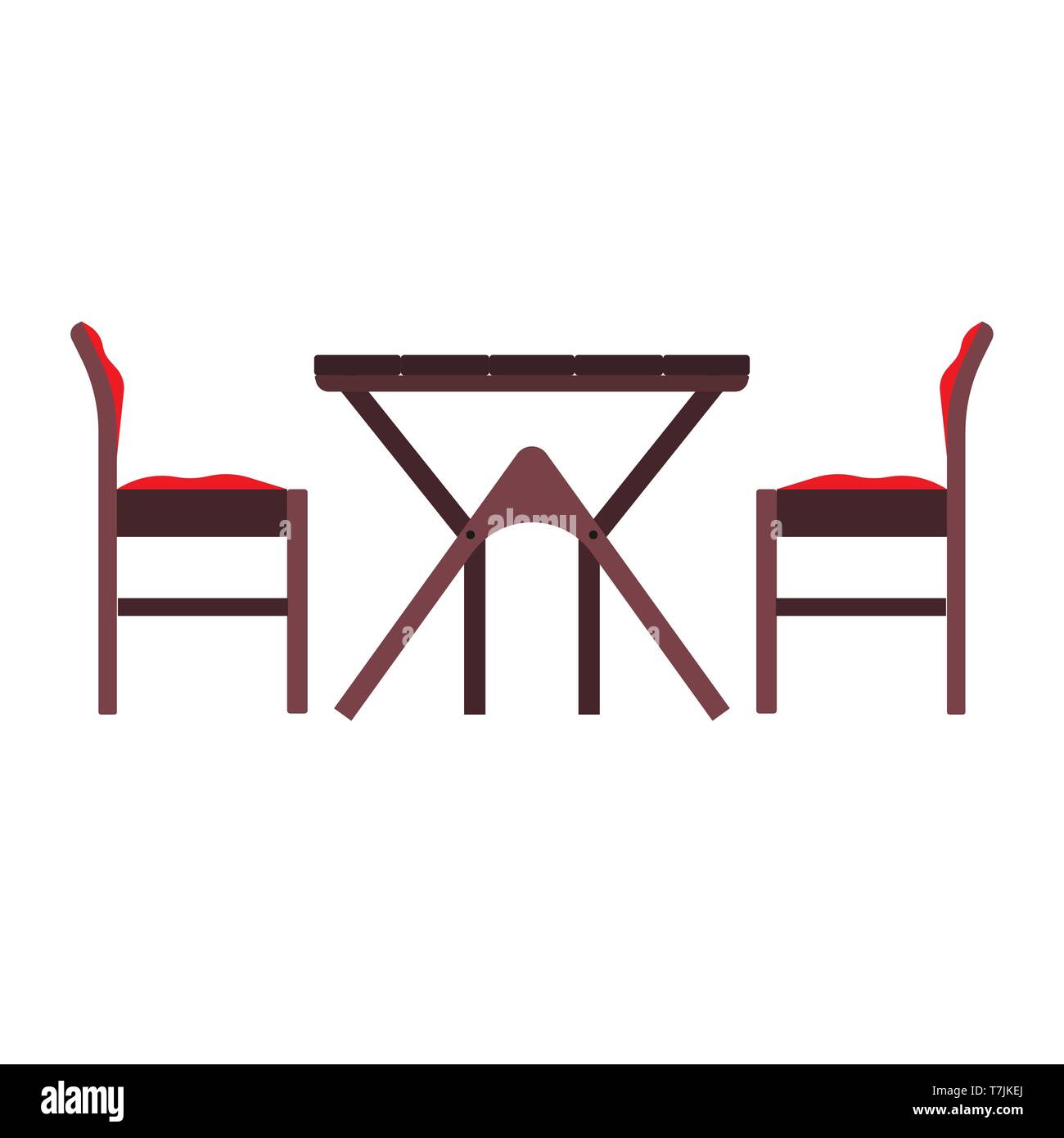 Cafe table vecteur icône vue côté télévision illustration. Cartoon Restaurant dîner alimentaires meubles d'extérieur. Intérieur ville set bistro Illustration de Vecteur