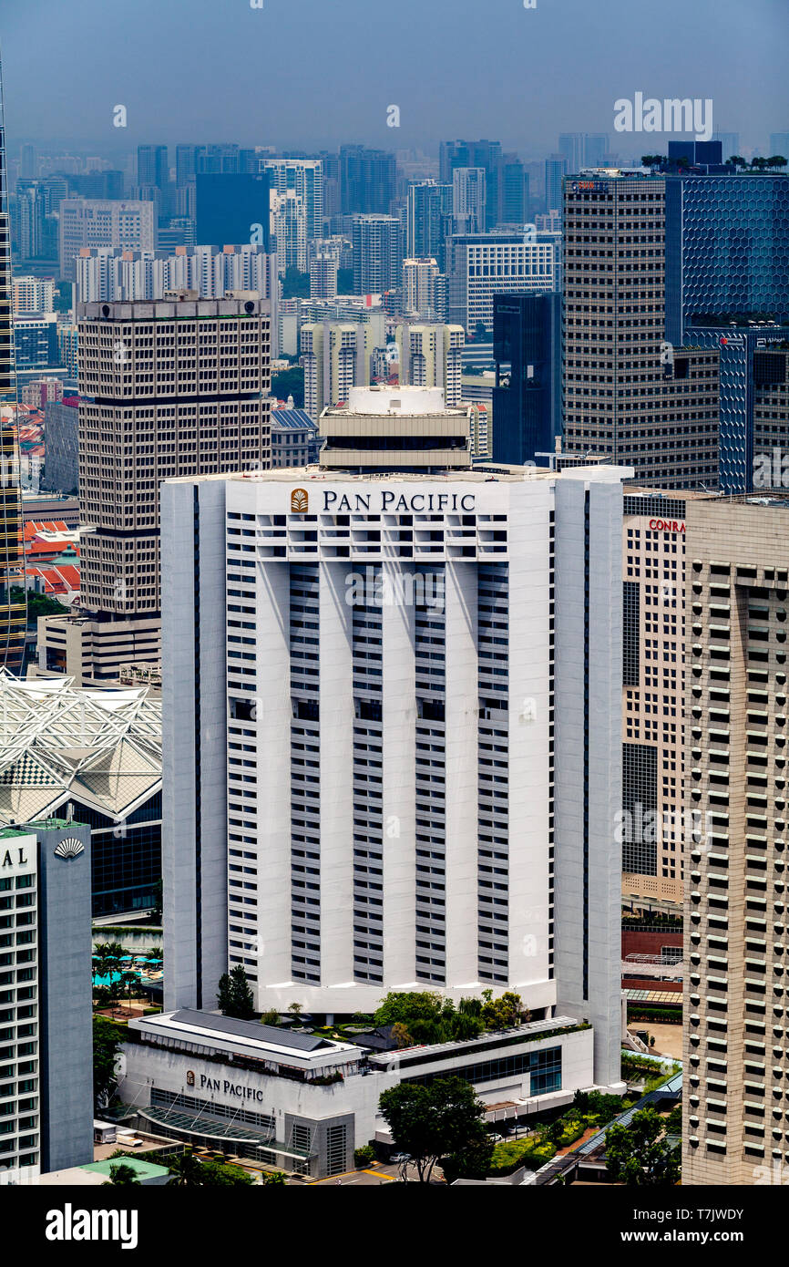 Une vue aérienne de l'hôtel Pan Pacific, Singapour, en Asie du sud-est Banque D'Images