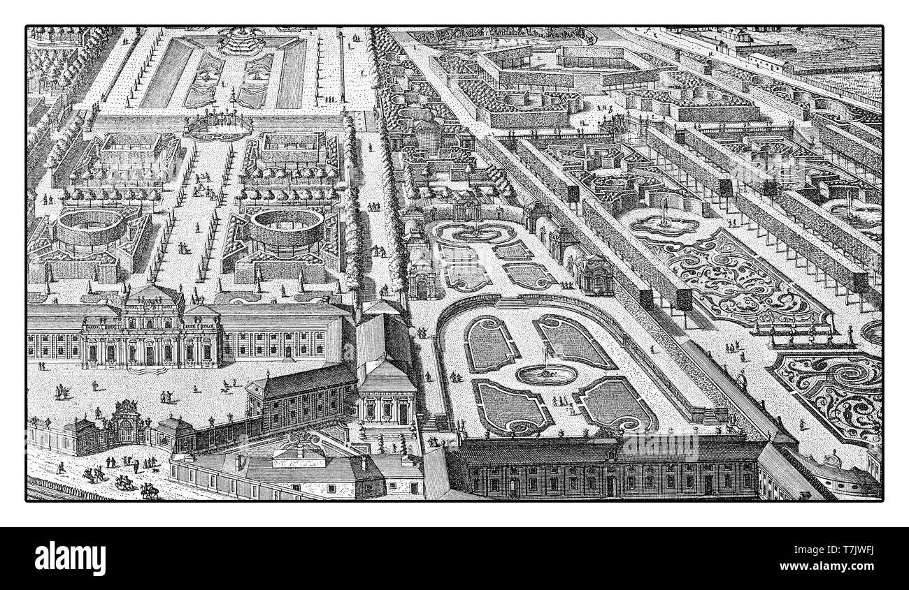 Le palais du prince Eugène de Savoie a été l'un des plus beaux édifices baroques de Vienne, ici les jardins de la propriété de style italien Banque D'Images