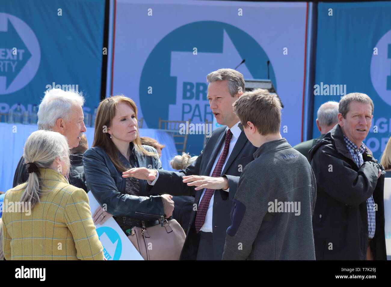 Nathan Gill participant à la partie Brexit rally à Chester Banque D'Images