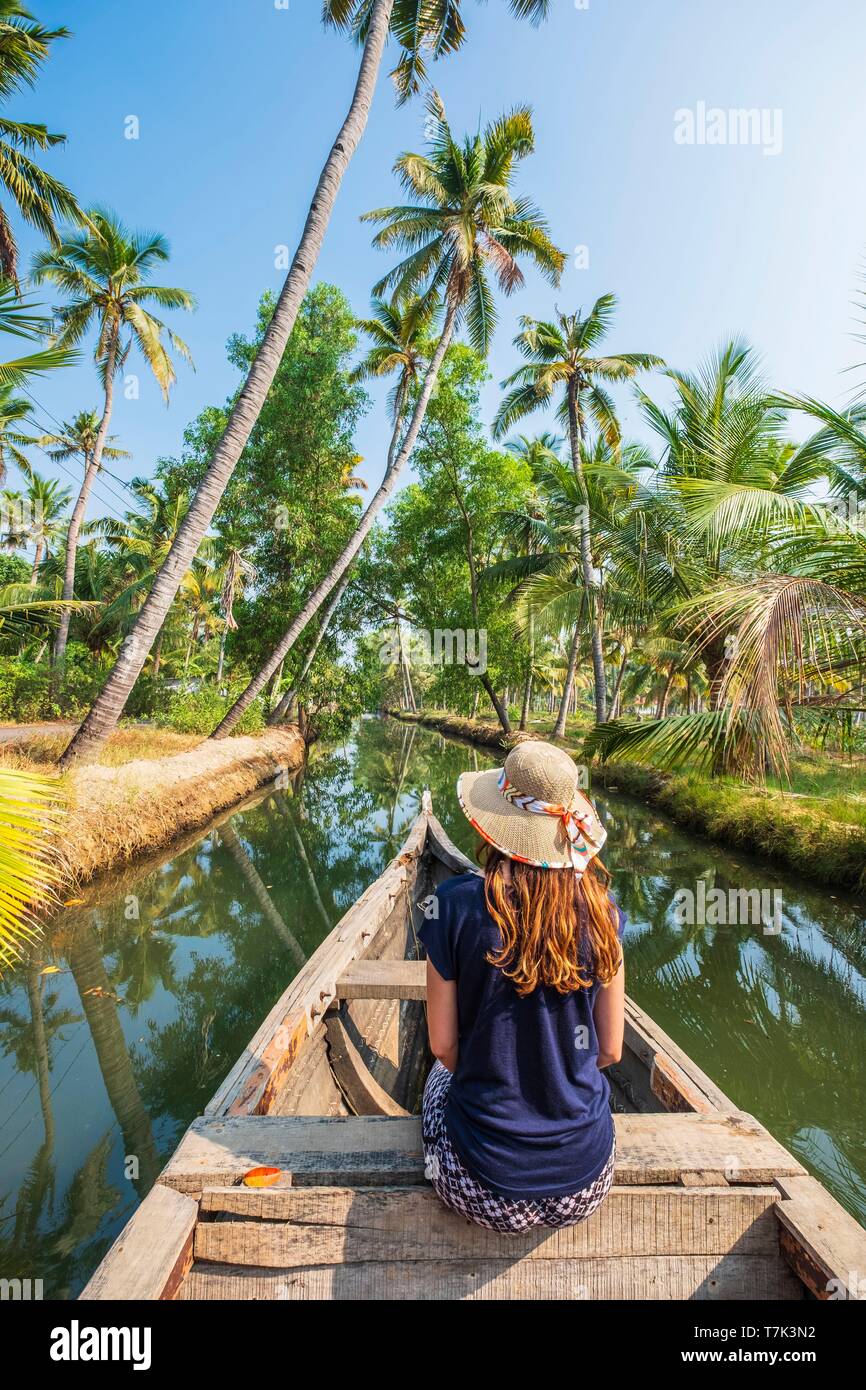 L'Inde, Etat du Kerala, district de Kollam, Munroe island ou Munroturuttu, Inland Island au confluent de la Rivière du lac Ashtamudi et Kallada, backwaters (lagunes et canaux réseaux) visites en bateau Banque D'Images