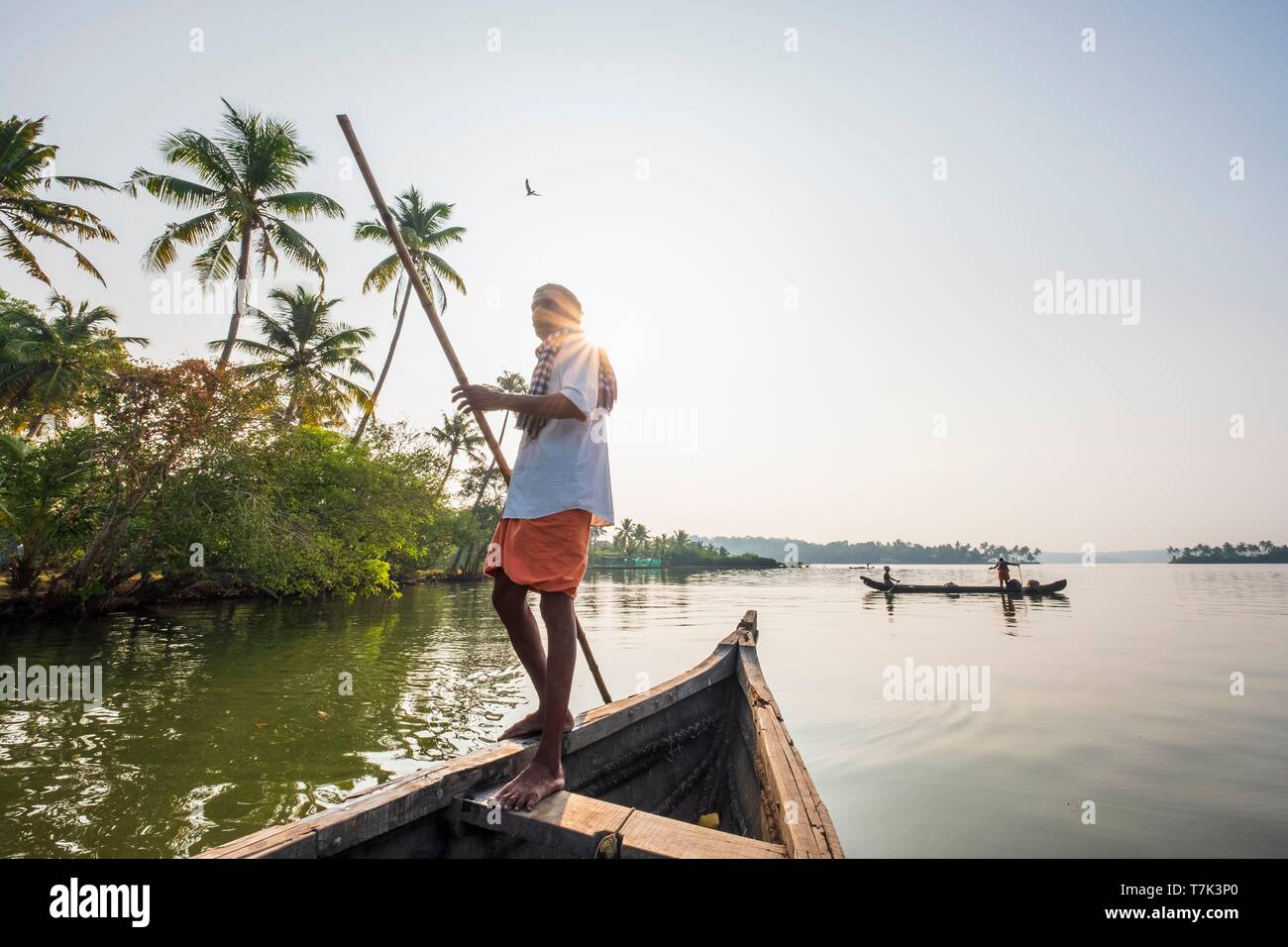 L'Inde, Etat du Kerala, district de Kollam, Munroe island ou Munroturuttu, Inland Island au confluent de la Rivière du lac Ashtamudi et Kallada, backwaters (lagunes et canaux réseaux) visites en bateau Banque D'Images
