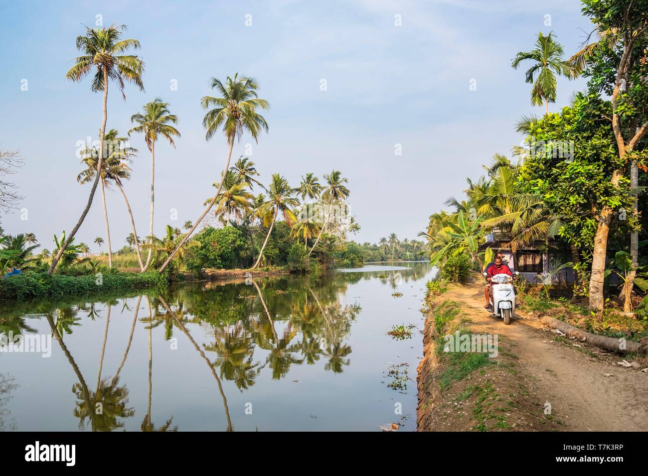 L'Inde, Etat du Kerala, Kumarakom, village situé dans le contexte de la Vembanad Lake, le long de la backwaters (lagunes et canaux réseaux) Banque D'Images