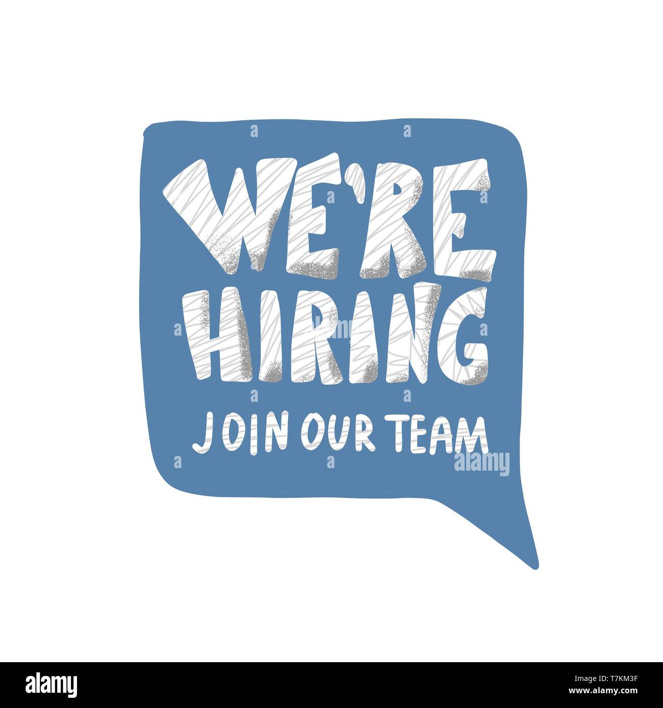 Nous embauchons une phrase. Discours de bulle avec devis. Modèle pour l'annonce d'une vacance de l'entreprise. Message d'ouverture. Vector illustration couleur. Illustration de Vecteur