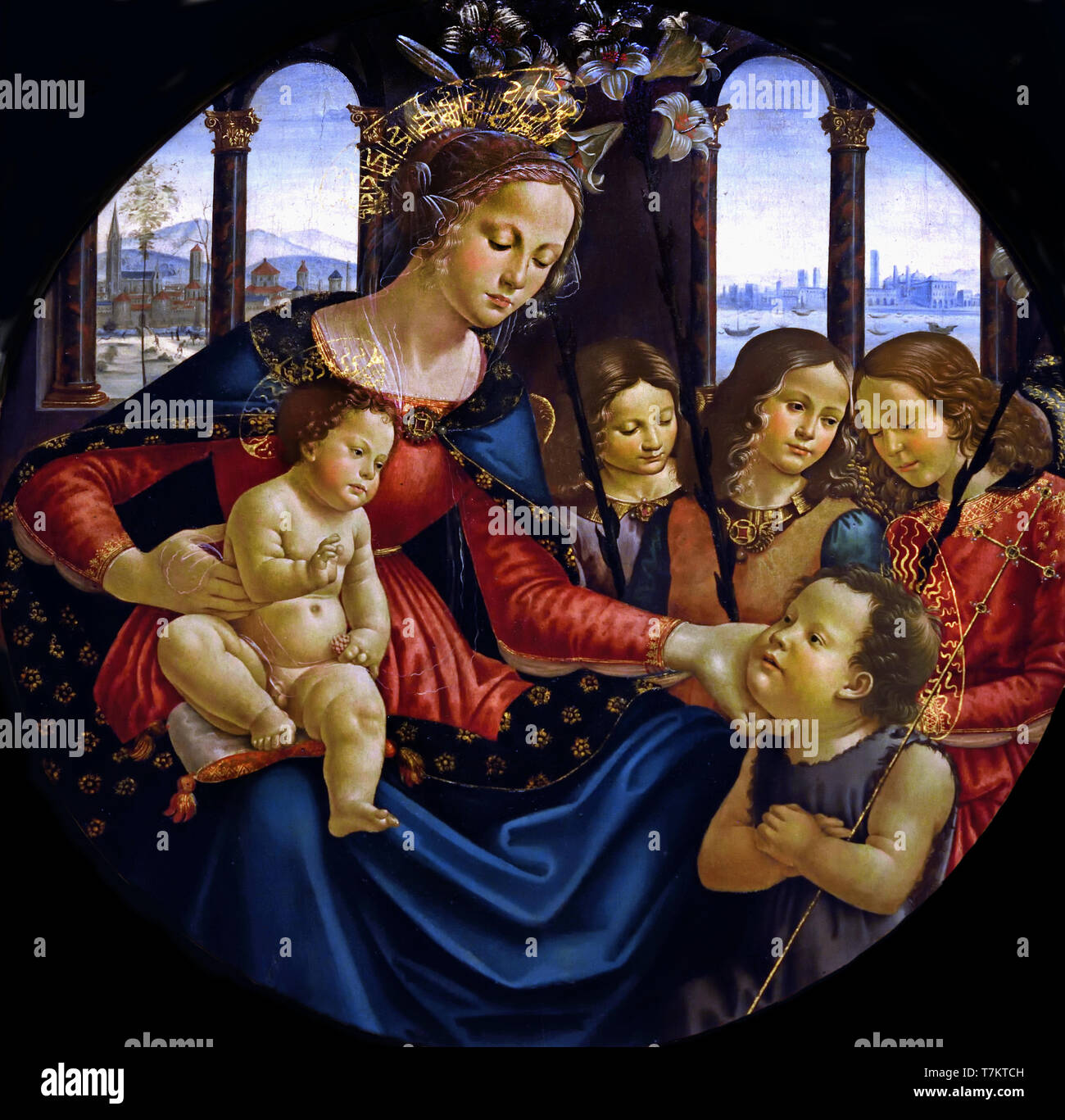 La Vierge et l'enfant avec le jeune Saint Jean-Baptiste, et trois anges, Domenico Ghirlandaio, Florence, 1449 - 1494, l'italien, l'Italie. Banque D'Images