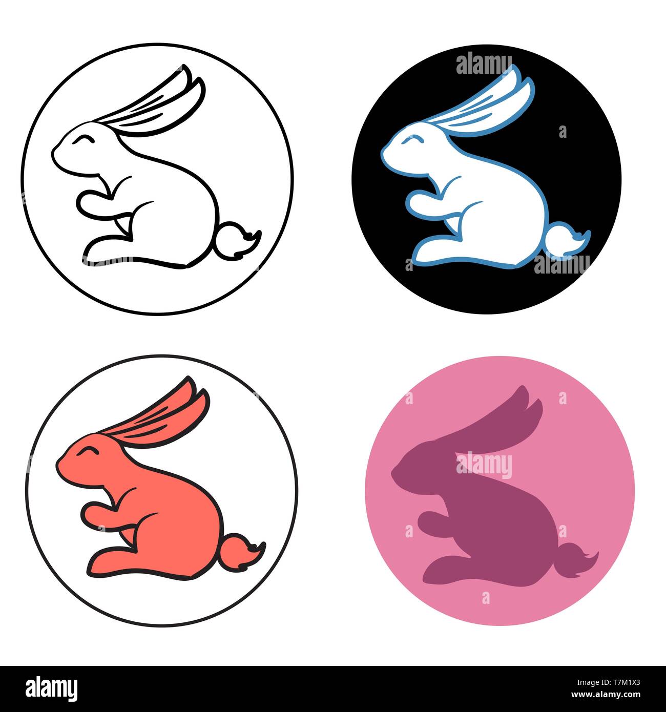 Vector set of cute cartoon style logos, pet Illustration de Vecteur