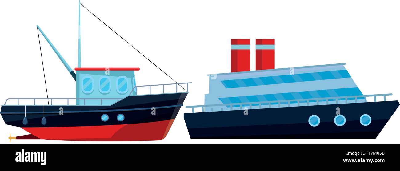 Bateau de pêche maritime et de croisière Illustration de Vecteur