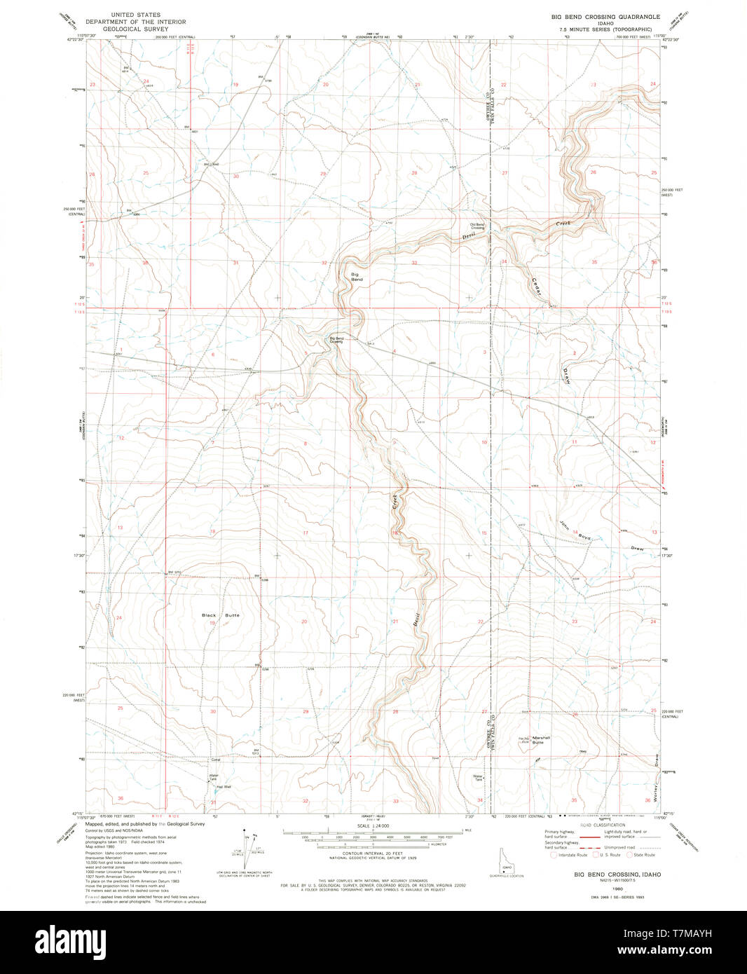 Carte TOPO USGS Alaska Passage Big Bend ID 362785198024000 Restauration Banque D'Images