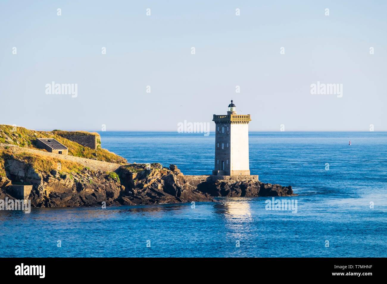 France, finistere, Le Conquet, presqu'île de Kermorvan, Kermorvan phare construit en 1849 Banque D'Images