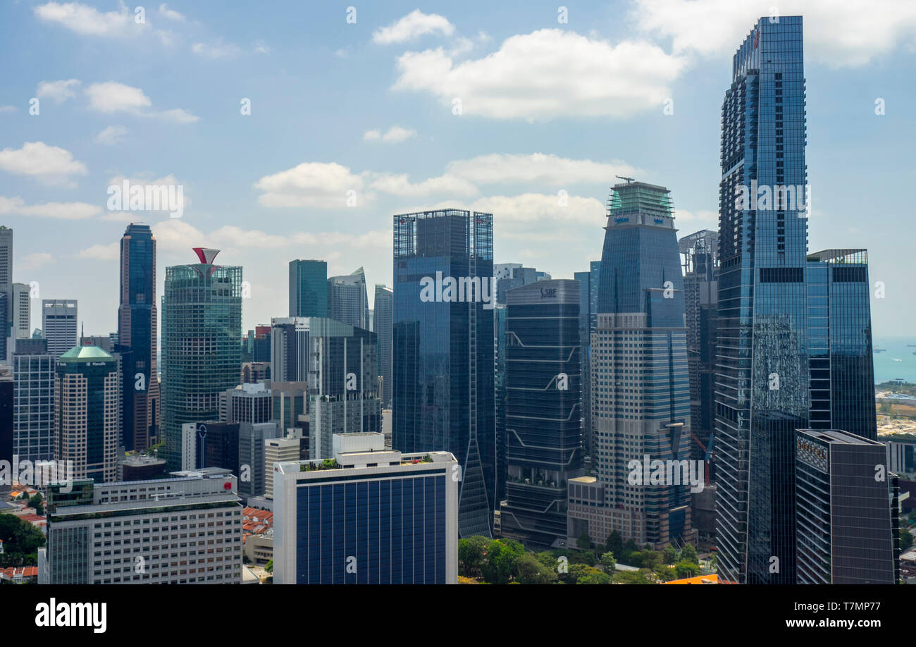 Toits de la ville de Tours et gratte-ciel Singapour Banque D'Images