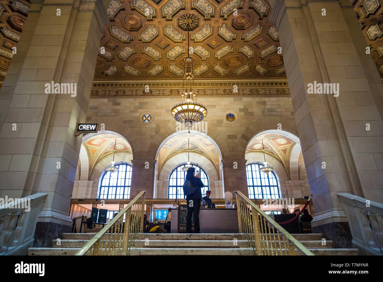 Canada, Québec, Montréal, Édifice de la Banque Royale, l'intérieur du hall Banque D'Images