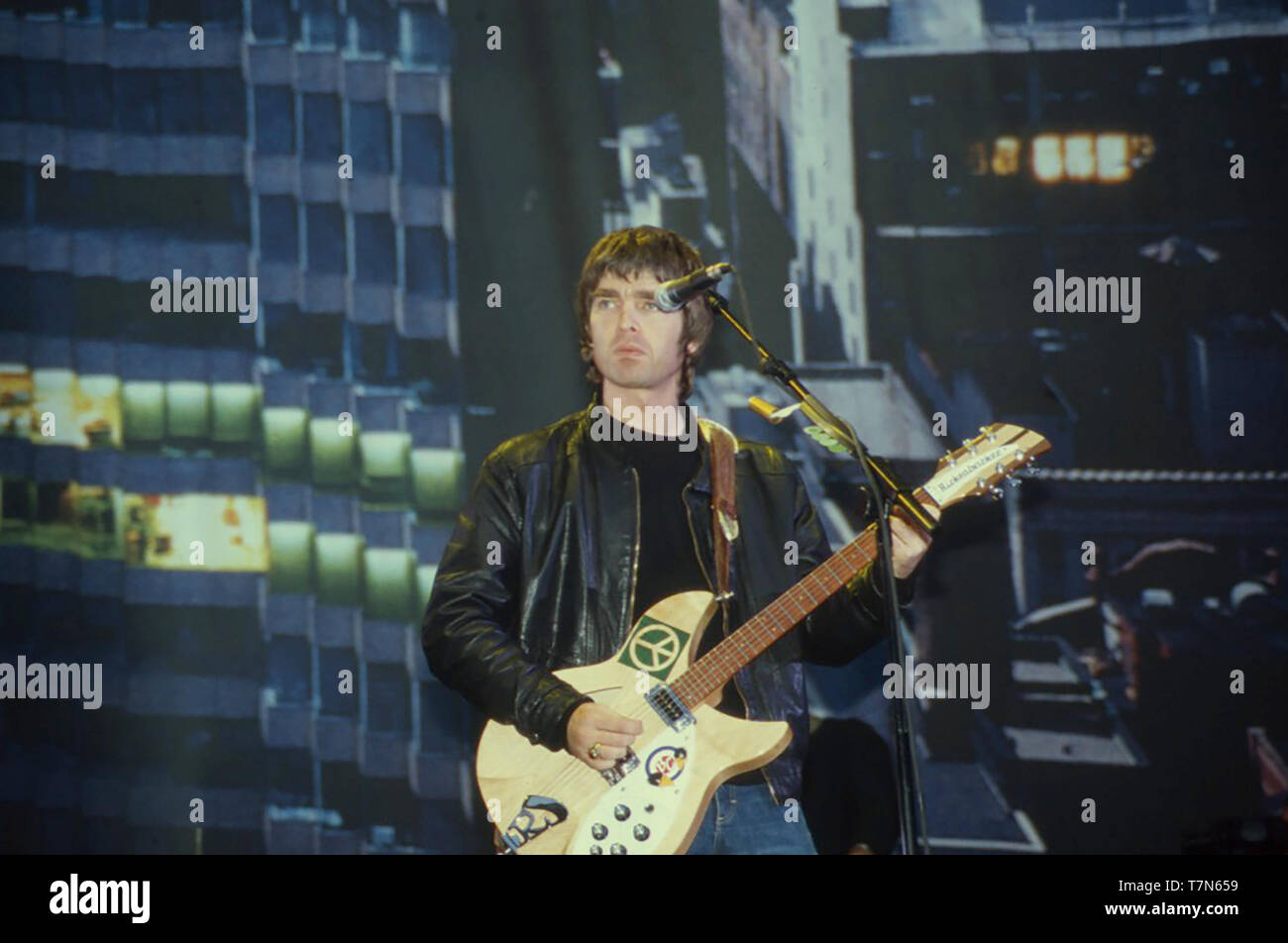 Groupe de rock britannique oasis avec Noel Gallagher en août 2000 Banque D'Images