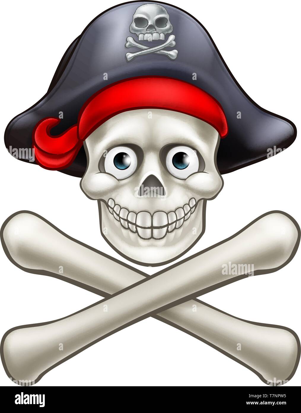Tête de mort Pirate Cartoon Illustration de Vecteur
