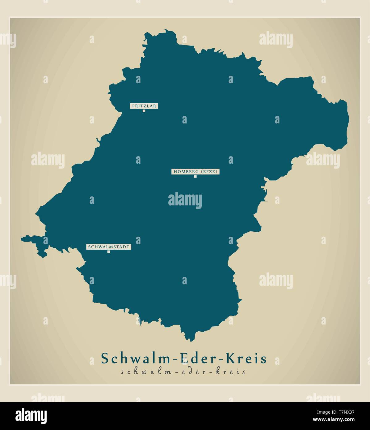 Carte moderne - Schwalm-Eder-Kreis county de Hesse DE Illustration de Vecteur