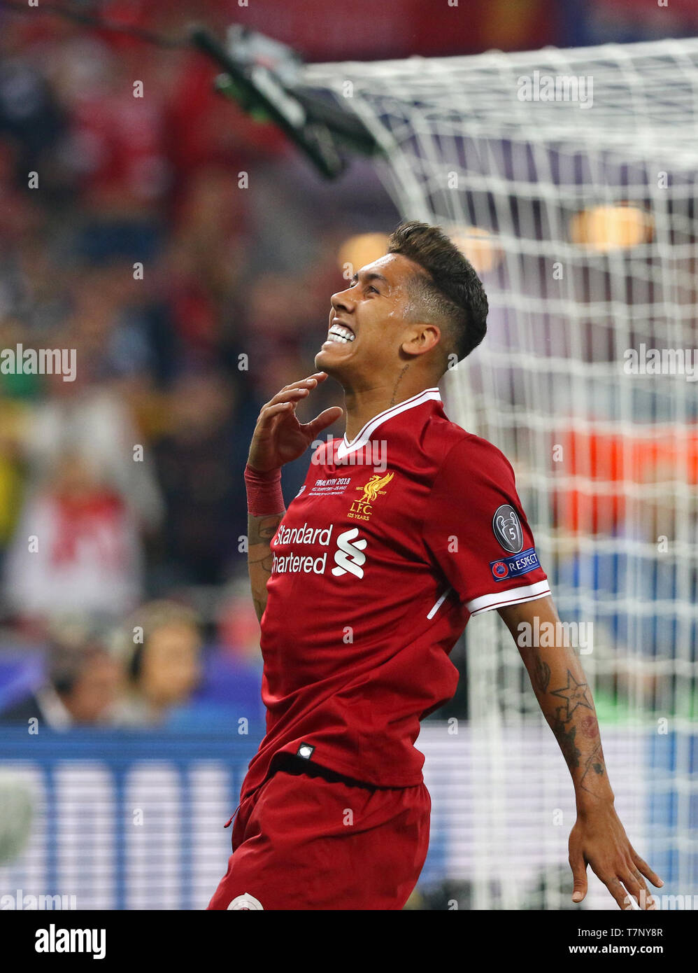 Roberto Firmino de Liverpool s'exécute au cours de la finale de la Ligue des champions de 2018 match contre le Real Madrid Banque D'Images