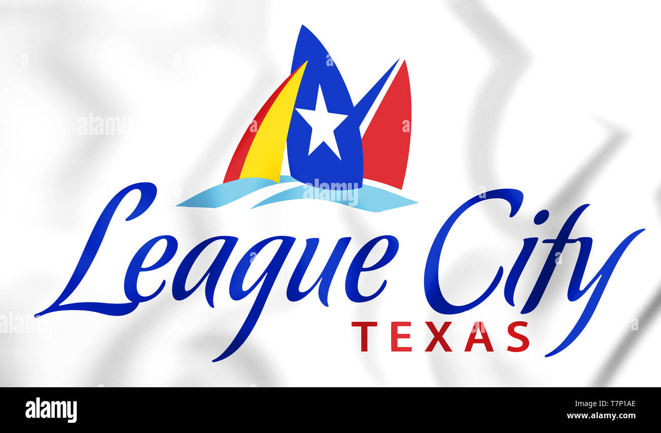 Pavillon 3D de League City (Texas), États-Unis. 3D Illustration. Banque D'Images