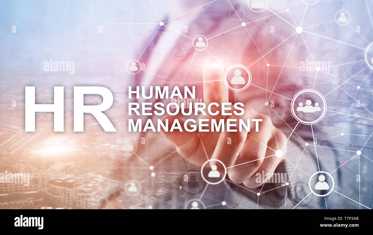 La gestion des ressources humaines, RH, Team Building et de recrutement concept sur fond flou. Banque D'Images