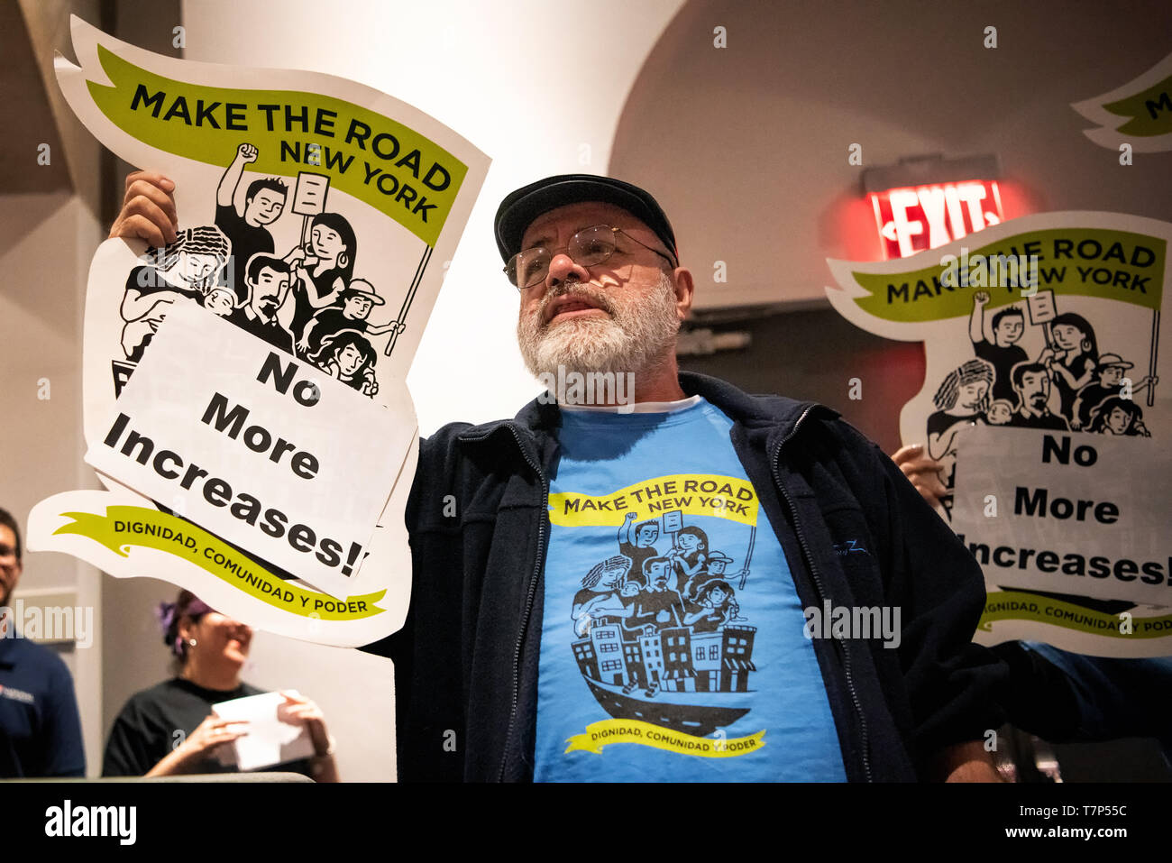 New York, États-Unis. 07Th Mai, 2019. Les locataires se sont ralliés à la NYC Louer Lignes directrices réunion du Conseil au cours de la Cooper Union à Manhattan. Les locataires, les militants et les organisateurs communautaires ont exigé plus d'augmentations de loyer pour les locataires à louer appartements-stabilisées. Crédit : La Société Holtermann-Gorden/Pacific Press/Alamy Live News Banque D'Images