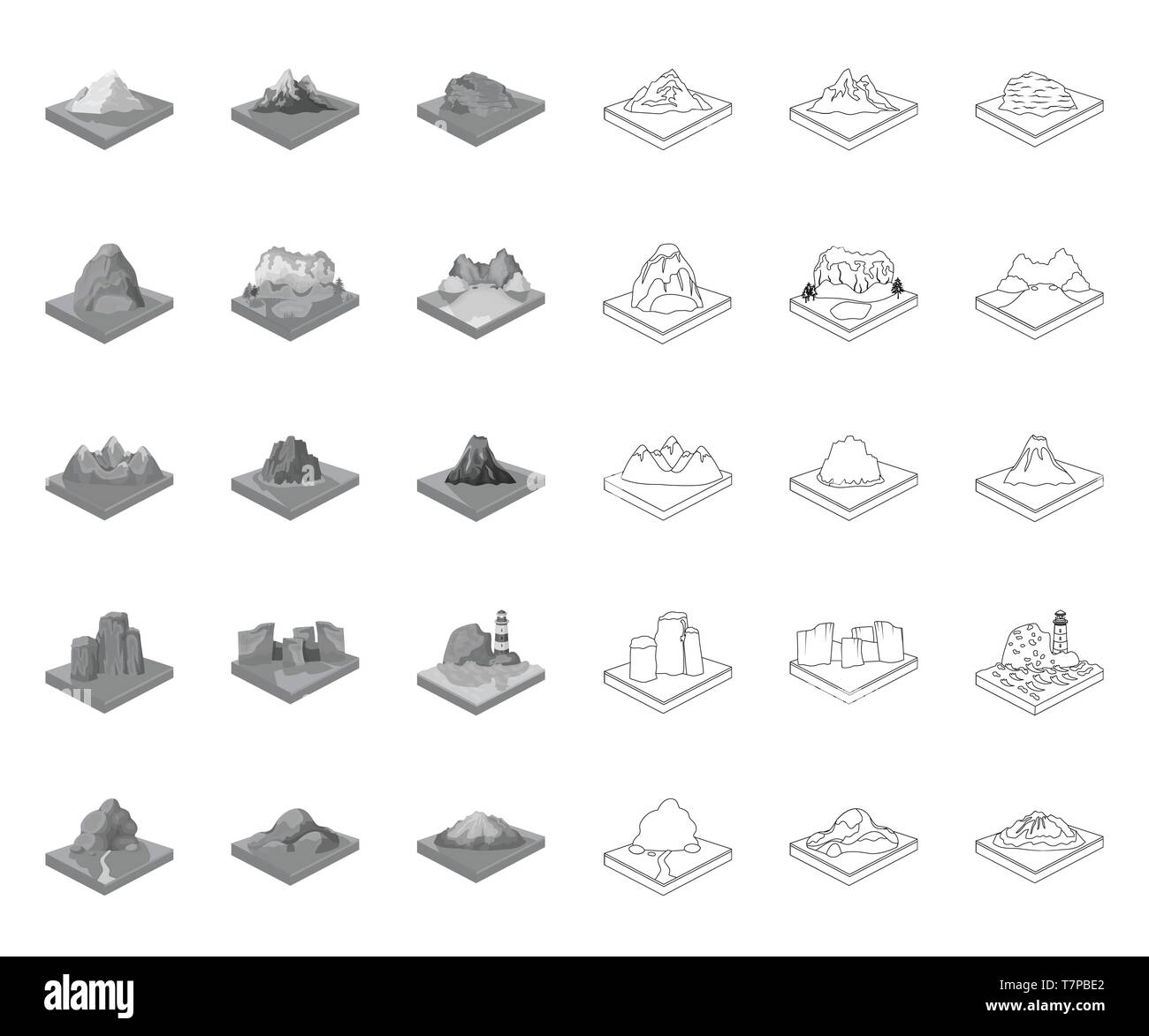 Apex,bay,boulder,collection,design,cratère,terre,glacier,grass,icon,illustration,isolé,lac,isométrique,terrain,vue,paysage,mise en page,lave phare,logo,massif,mono,montagne,plan,océan,, peak,secours,rivière,relievo,rock,mer,set,signer,pierre,coupe,stream,superficie,terrain,symbole,tour,topographie vecteur,végétation,volcan,web,onde,vecteurs vecteur , Illustration de Vecteur