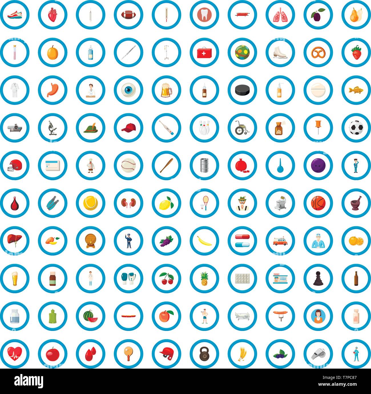 100 personne bien définie, les icônes de style cartoon Illustration de Vecteur