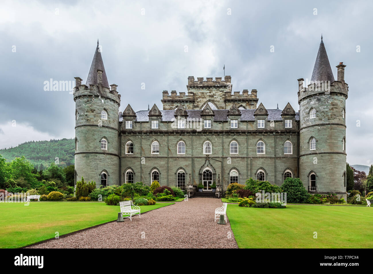 Inveraray, en Écosse, le 29 juin 2016 : château d'Inveraray, la maison ancestrale du duc d'Argyle. Banque D'Images
