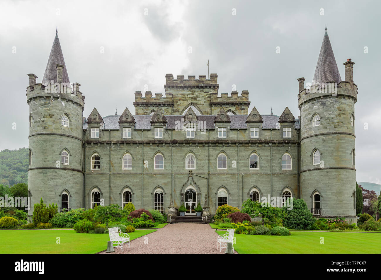 Inveraray, en Écosse, le 29 juin 2016 : château d'Inveraray, la maison ancestrale du duc d'Argyle. Banque D'Images
