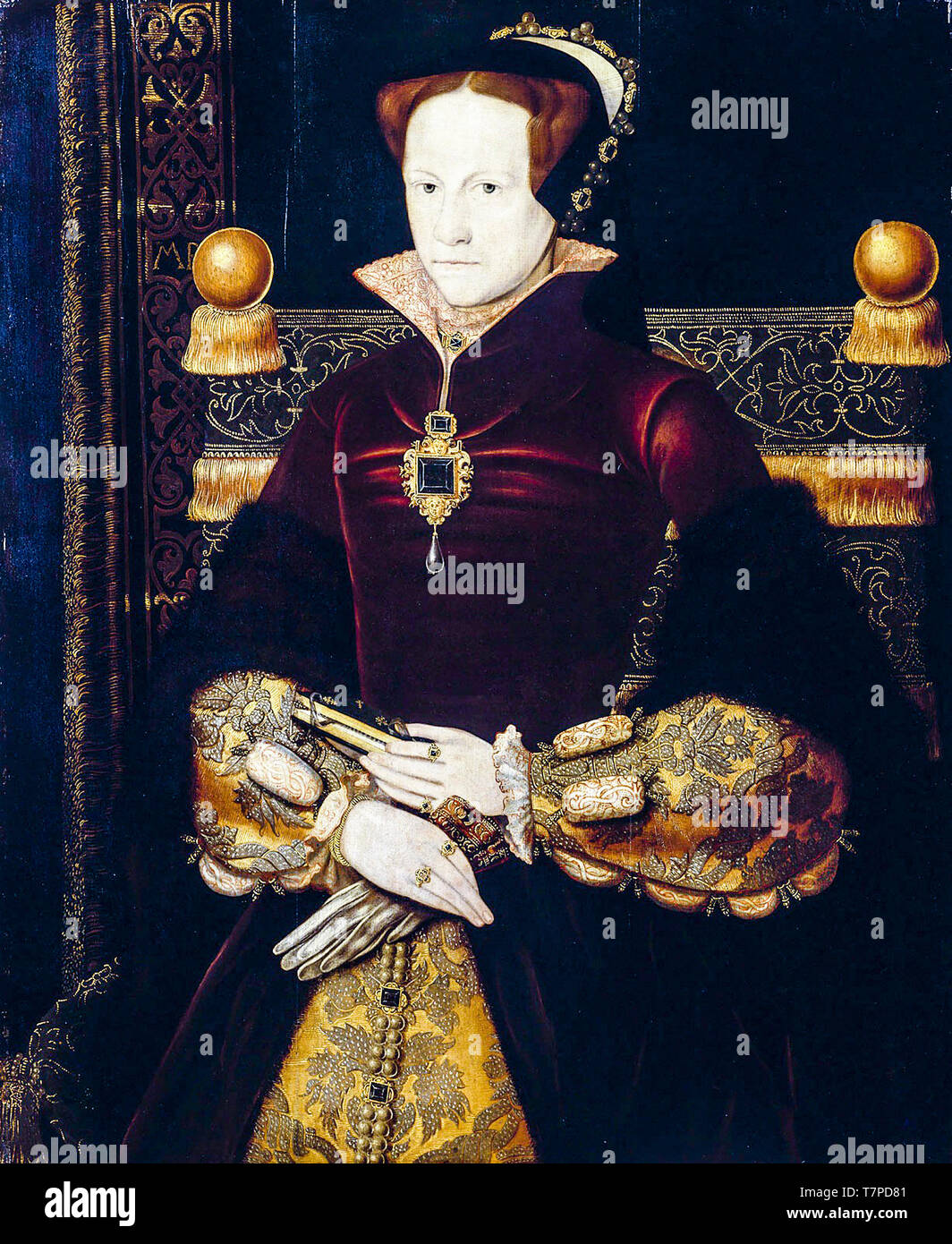 Marie Tudor, reine d'Angleterre, après peinture portrait Antonis Mor, vers 1554 Banque D'Images