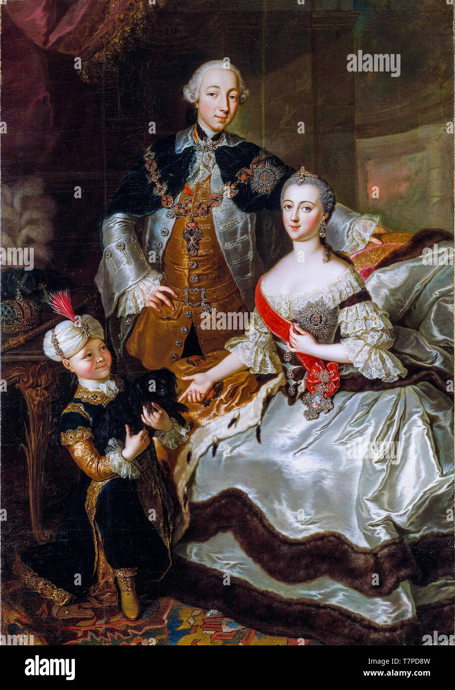 Pierre III de Russie et de la grande-duchesse Catherine II de Russie, double portrait peinture de Anna Rosina de Gasc, 1756 Banque D'Images