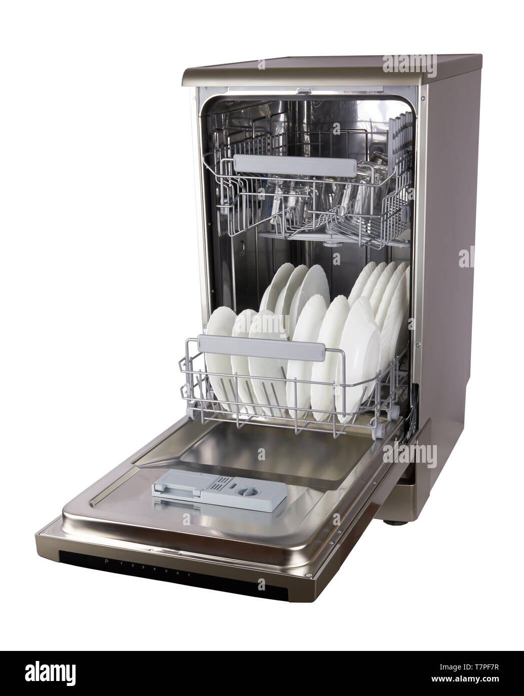 Lave-vaisselle machine isolé sur fond blanc Banque D'Images