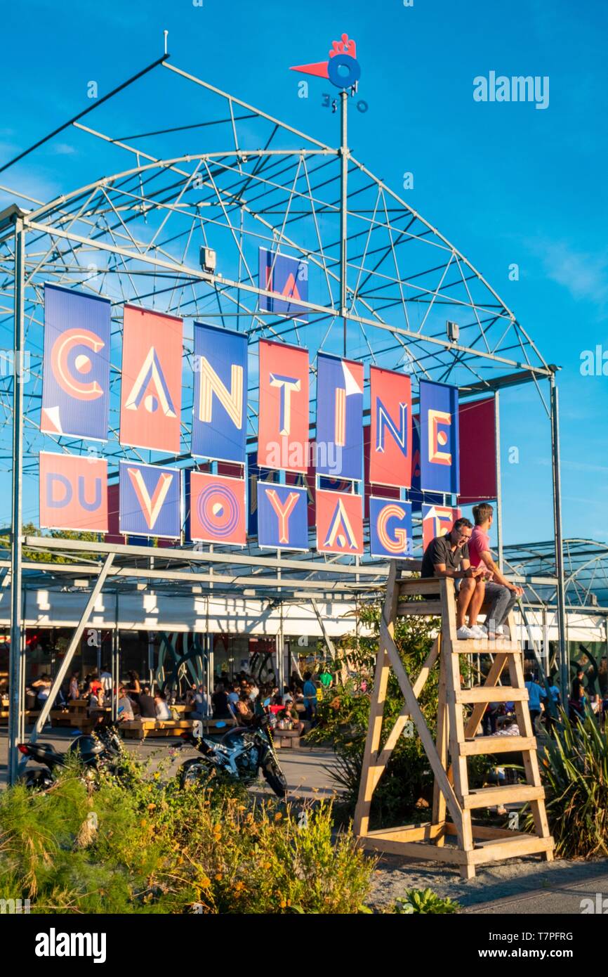 France, Loire Atlantique, Nantes, Ile de Nantes, Quai des Antilles, le restaurant associatif : la cantine du voyage Banque D'Images
