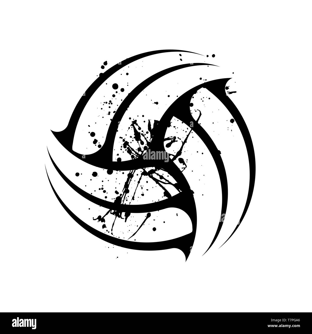 Volley-ball grunge symbole pour tatoo isolé sur fond blanc Illustration de Vecteur