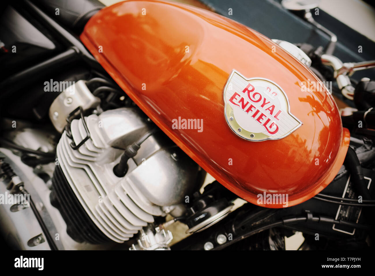 Royal Enfield Interceptor 650 cc motorcycle construit en Inde, vu dans UK 2019 Banque D'Images