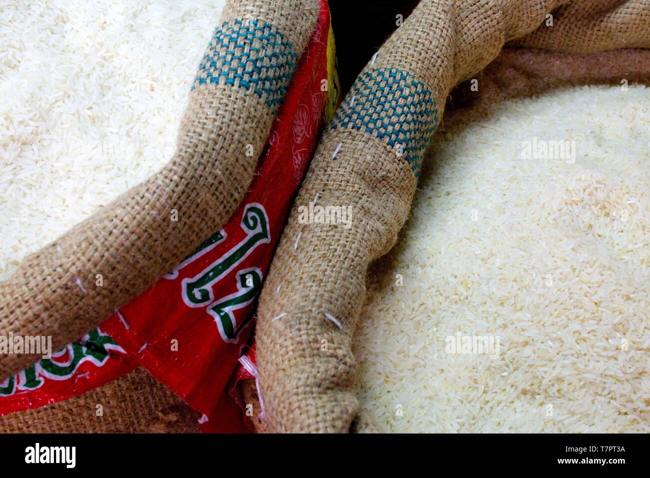 La Thaïlande, du riz Thaï, riz parfumé de vente au marché Banque D'Images