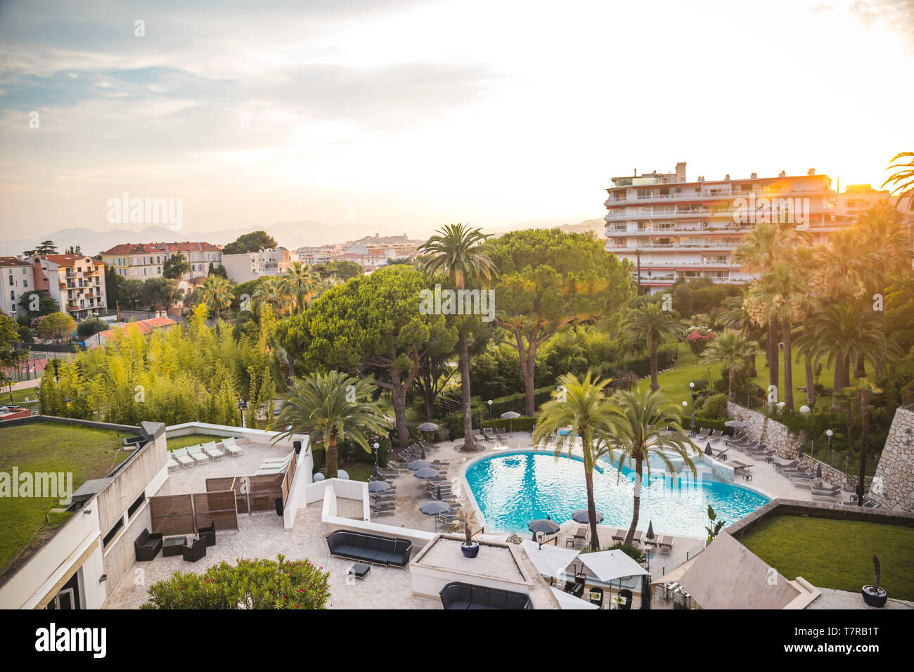 Belle vue sur un hôtel resort à Cannes Banque D'Images