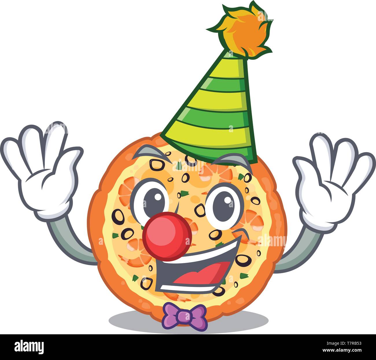 Pizza fruits de mer clown au-dessus de la caricature board Illustration de Vecteur