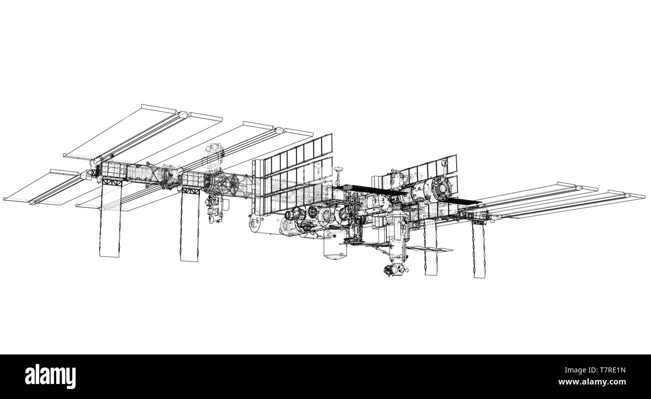 Aperçu de la Station spatiale internationale. Vector Illustration de Vecteur