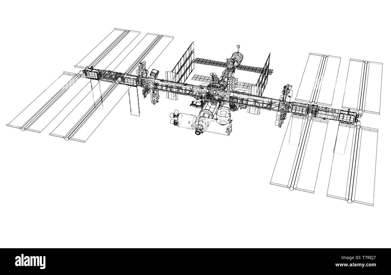 Aperçu de la Station spatiale internationale. Vector Illustration de Vecteur