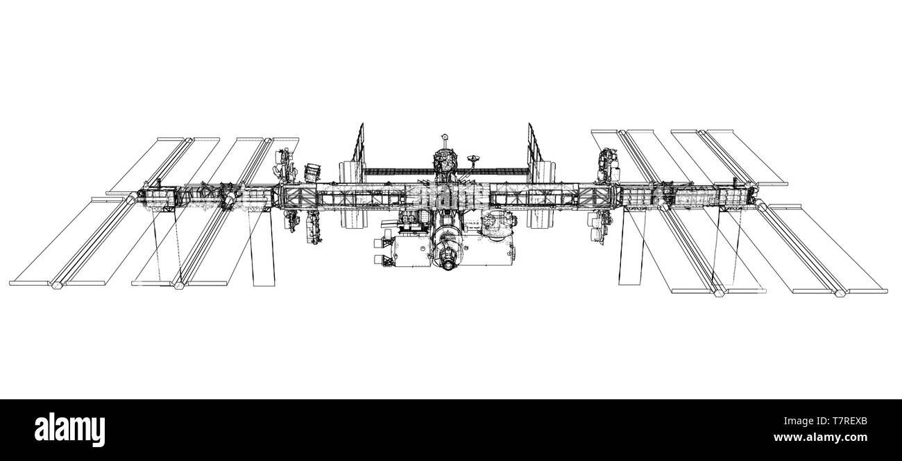 Aperçu de la Station spatiale internationale. Vector Illustration de Vecteur