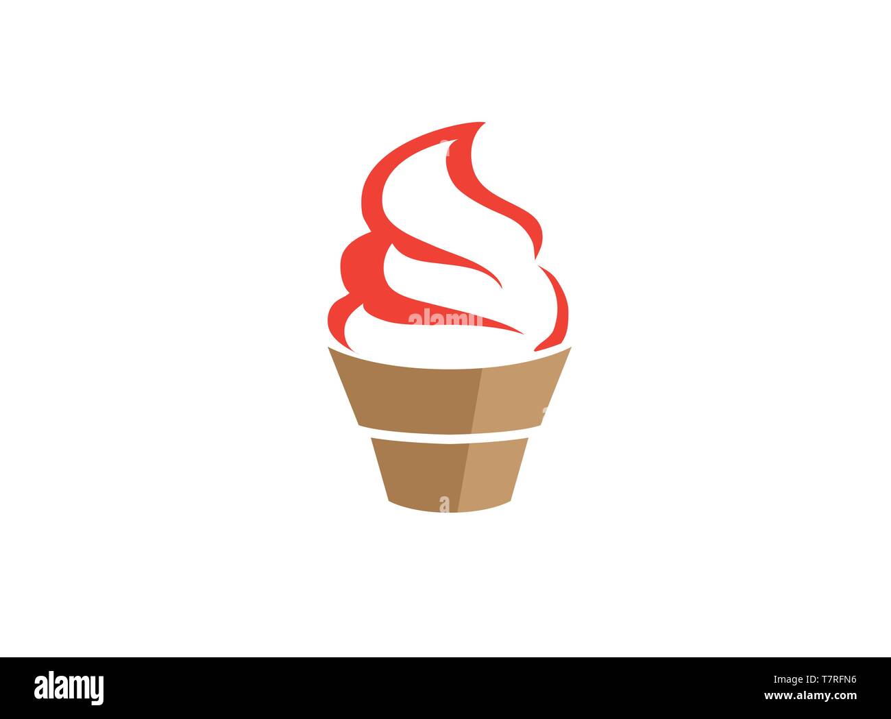 Illustration du logo Cupcake Kuchen de glace, icône de visage mignon, symbole de tête sur fond blanc Illustration de Vecteur